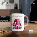 Pink or Blue Santa Gnome, Two-Tone Coffee Mug, 11oz