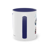 Joshua (2) - Blue Santa Gnome, Two-Tone Coffee Mug, 11oz (330 ml)