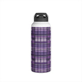 Stainless Steel Water Bottle, Standard Lid, Purple tartan