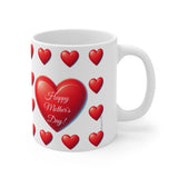 Red hearts Ceramic Cup, 11oz, 15oz, Mother's Day mug, for mum, for her, present, gift, for mother