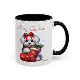 Maltese Pup, Accent Coffee Mug, 11oz, 15oz, personalizable