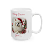 Japanese Spitz White Christmas Mug, 11oz, 15oz, personalizable