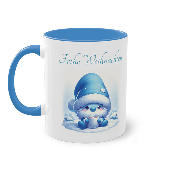 Joshua - Blue Santa Gnome, Two-Tone Coffee Mug, 11oz (330 ml)