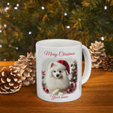 Japanese Spitz White Christmas Mug, 11oz, 15oz, personalizable