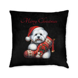 Square Pillow - Christmas Coton De Tulear Boy and Girl Design