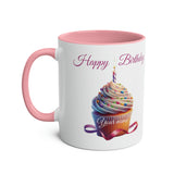 Birthday Cupcake, Two-Tone Coffee Mug, 11oz, birthday gift, birthday present, for him, for her, for boys, for girls