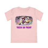 Girls' Halloween Trick or Treat T-Shirt (white or pink) - a little witch and a pumpkin