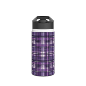 Stainless Steel Water Bottle, Standard Lid, Purple tartan