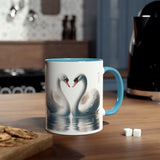 Swans, personalisable two-tone mug, 11oz, for him, for her, for men, for women, birthday gift, present, anniversary
