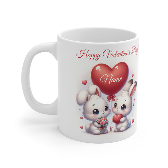 Bunny Love Ceramic Cup, 11oz, 15oz, Valentine's day mug, for girls, for her, for him, valentine present, gift
