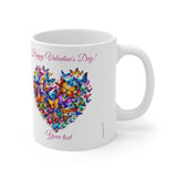 Butterflies heart Ceramic Cup, 11oz, 15oz, Valentine's Day mug, for girls, for her, Valentine present, Valentine gift, for him, for men, Valentine