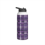 Stainless Steel Water Bottle, Standard Lid, Purple tartan