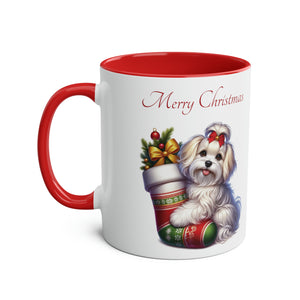 Havanese Girl, Christmas Two-Tone Coffee Mug, 11oz