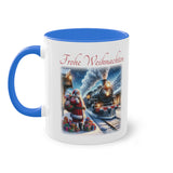 Santa and the Train, Two-Tone Coffee Mug, 11oz (330 ml)