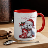 Bichon Frise Pup, Christmas Accent Coffee Mug, 11oz