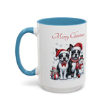 Boston Terrier Christmas, Accent Coffee Mug, 11oz, 15oz, personalizable