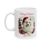 Japanese Spitz White Christmas Mug, 11oz, 15oz, personalizable