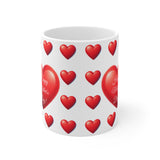 Red hearts Ceramic Cup, 11oz, 15oz, Mother's Day mug, for mum, for her, present, gift, for mother