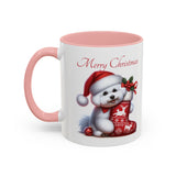 Bichon Frise Pup, Christmas Accent Coffee Mug, 11oz, 15oz, personalizable