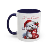 Bichon Frise Pup, Christmas Accent Coffee Mug, 11oz, 15oz, personalizable