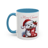 Bichon Frise Pup, Christmas Accent Coffee Mug, 11oz, 15oz, personalizable