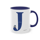 Joshua (2) - Blue Santa Gnome, Two-Tone Coffee Mug, 11oz (330 ml)