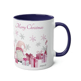 Pink Santa Gnomes and presents, Two-Tone Coffee Mug, 11oz