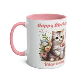 Personalisable Happy Birthday Kitten Mug, 11oz, birthday gift, birthday present, birthday mug, for girls, for boys, for her, for him