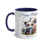 Birthday Panda, Two-Tone Mug, 11oz, birthday mug, birthday gift, birthday present, for her, for him, for boys, for girls, personalisable