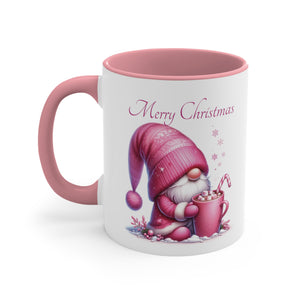 Cute Pink Santa Gnome, Accent Coffee Mug, 11oz
