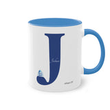 Joshua - Blue Santa Gnome, Two-Tone Coffee Mug, 11oz (330 ml)