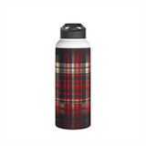 Stainless Steel Water Bottle, Standard Lid, Red tartan