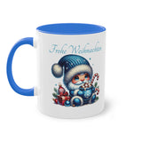 Joshua (2) - Blue Santa Gnome, Two-Tone Coffee Mug, 11oz (330 ml)