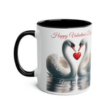 Valentine Swans, personalisable two-tone mug, 11oz, for him, for her, for men, for women, Valentine gift, present, Valentine's day