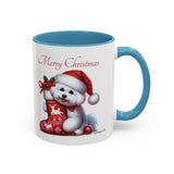 Bichon Frise Pup, Christmas Accent Coffee Mug, 11oz, 15oz, personalizable