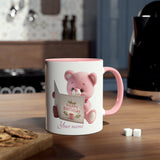 Pink Teddy Bear Birthday Mug, 11oz, personalisable, birthday gift, for girls