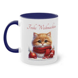 Ginger Kitten with scarf , Two-Tone Coffee Mug, 11oz (330 ml)