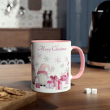 Pink Santa Gnomes and presents, Two-Tone Coffee Mug, 11oz