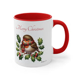 Robin with Scarf, Accent Coffee Mug, 11oz