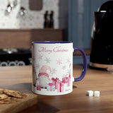 Pink Santa Gnomes and presents, Two-Tone Coffee Mug, 11oz