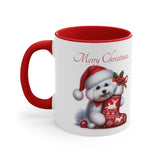 Bichon Frise Pup, Christmas Accent Coffee Mug, 11oz