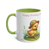 Birthday Duckling - Two-Tone Coffee Mug, 11oz