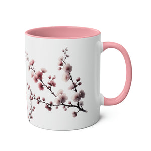 Personalisable Sakura Mug, Two-Tone, 11oz, cherry blossom mug, for her, for him, for girls, for boys, birthday, gift, present