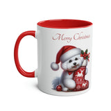 Bichon Frise Pup, Christmas Two-Tone Coffee Mug, 11oz