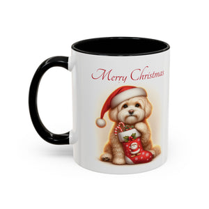 Havanese Pup, Christmas Accent Coffee Mug, 11oz, 15oz, personalizable