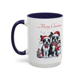 Boston Terrier Christmas, Accent Coffee Mug, 11oz, 15oz, personalizable