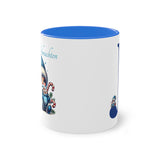 Joshua (2) - Blue Santa Gnome, Two-Tone Coffee Mug, 11oz (330 ml)