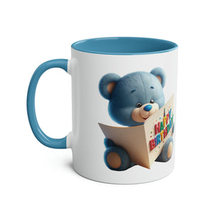Blue Teddy Bear Birthday Mug, 11oz, personalisable, birthday gift, birthday present, for boys