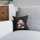 Square Pillow - Christmas Coton De Tulear Boy and Girl Design