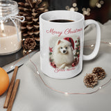 Japanese Spitz White Christmas Mug, 11oz, 15 oz, personalisable